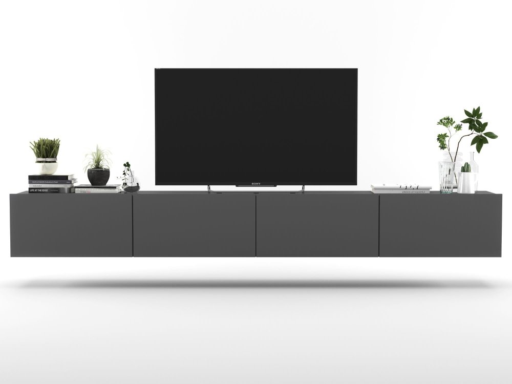 Wisząca szafka RTV Loft Industrialna ENJOY Grafit Mat 240 cm