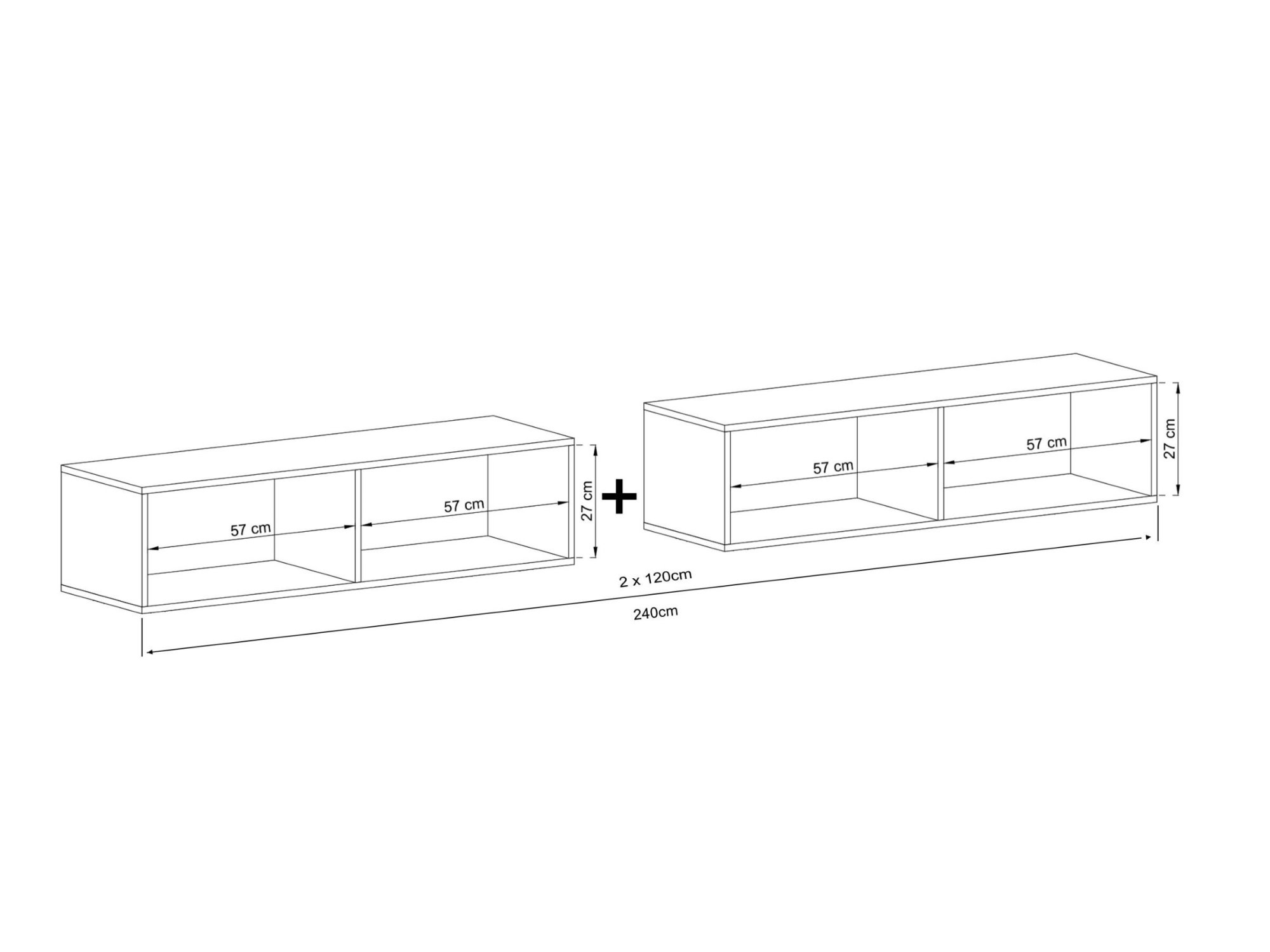 Wisząca szafka RTV Loft Industrialna ENJOY Grafit Mat 240 cm