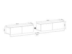 Wisząca szafka RTV Loft Industrialna ENJOY Grafit Mat 240 cm