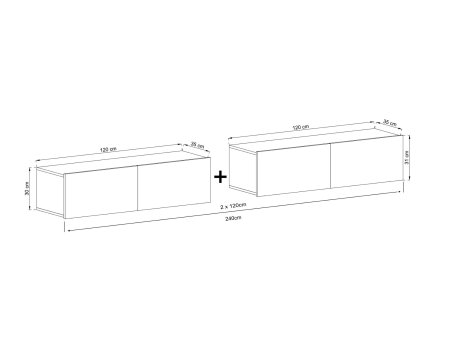 Wisząca szafka RTV Loft Industrialna ENJOY Grafit Mat 240 cm