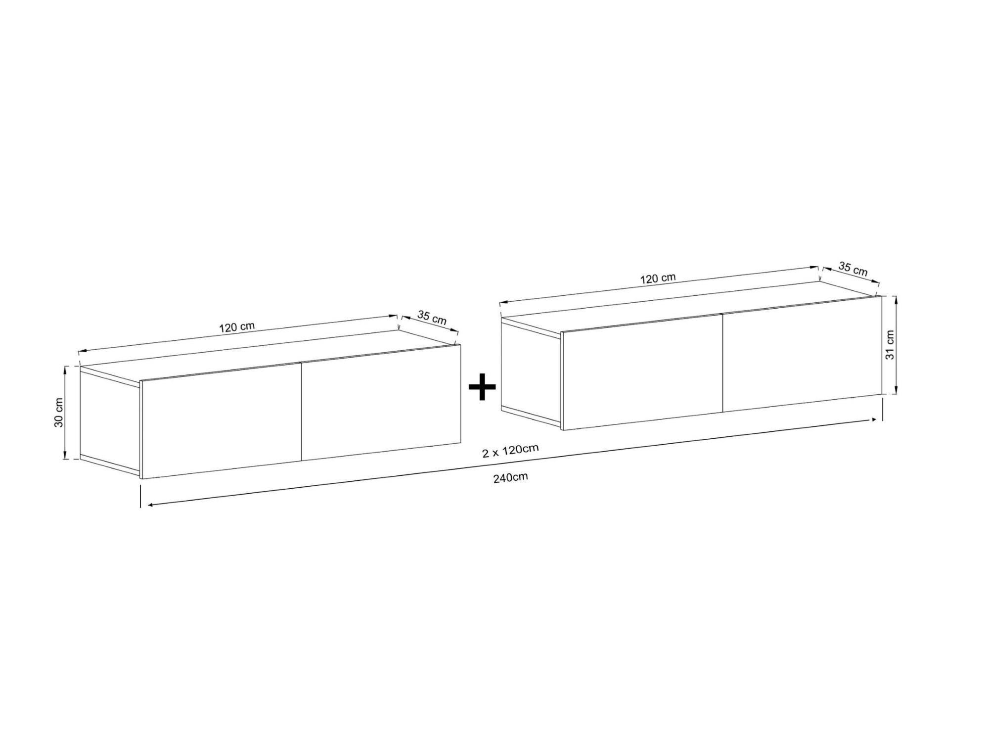 Wisząca szafka RTV Loft Industrialna ENJOY Grafit Mat 240 cm