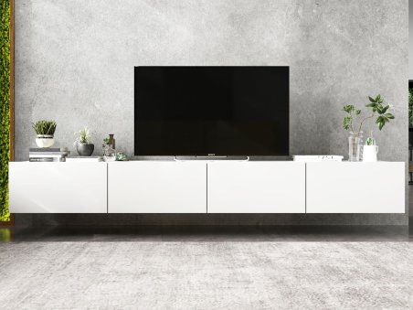 Wisząca Szafka RTV ENJOY Loft, Biala, 240 cm Zestaw 2 x 120 cm, Dobra Cena, Sklep Online | Meble Lindner1