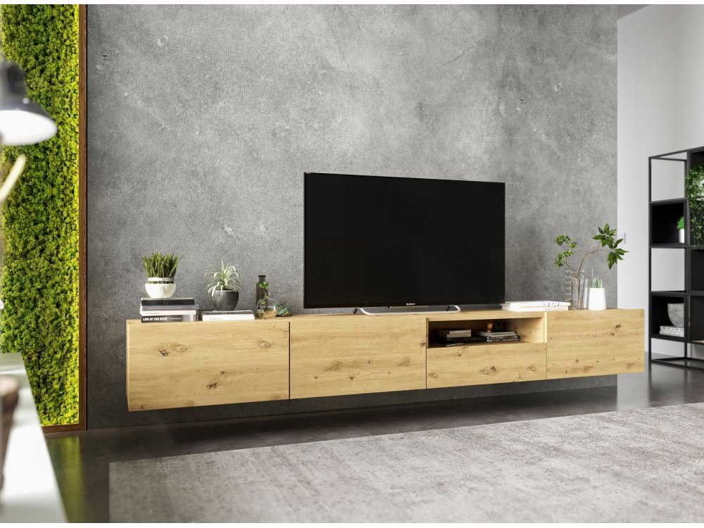 Wisząca Szafka RTV Loft Industrialna ENJOY Dąb Artisan Mat 240 cm, Dobra Cena, Sklep Online | Meble Lindner