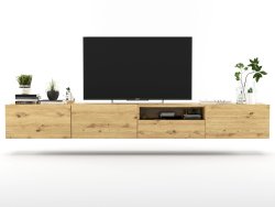 Wisząca Szafka RTV Loft Industrialna ENJOY Dąb Artisan Mat 240 cm, Dobra Cena, Sklep Online | Meble Lindner