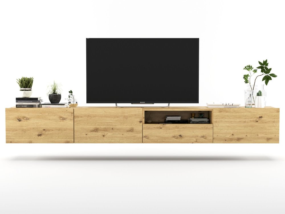 Wisząca Szafka RTV Loft Industrialna ENJOY Dąb Artisan Mat 240 cm, Dobra Cena, Sklep Online | Meble Lindner