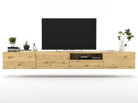 Wisząca szafka RTV Loft Industrialna ENJOY Dąb artisan Mat 240 cm