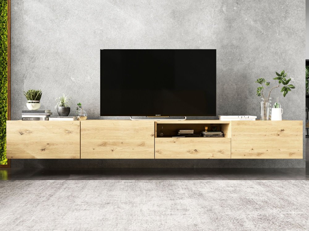 Wisząca Szafka RTV Loft Industrialna ENJOY Dąb Artisan Mat 240 cm, Dobra Cena, Sklep Online | Meble Lindner