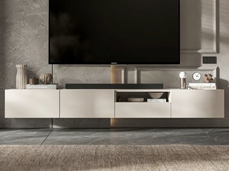 Wisząca szafka RTV Loft Industrialna ENJOY Kaszmir Mat 240 cm1