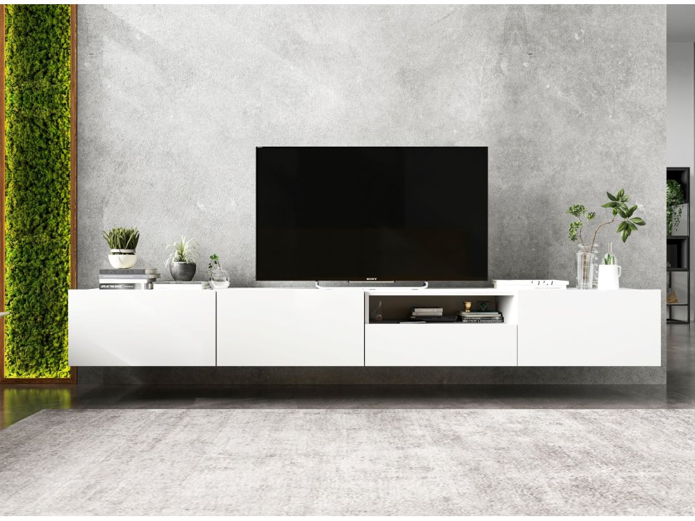 Wisząca Szafka RTV ENJOY Loft, Biala, 240 cm Zestaw 2 x 120 cm, z Szufladą, Dobra Cena, Sklep Online | Meble Lindner