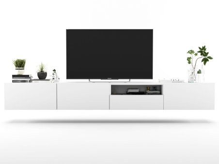 Wisząca Szafka RTV ENJOY Loft, Biala, 240 cm Zestaw 2 x 120 cm, z Szufladą, Dobra Cena, Sklep Online | Meble Lindner