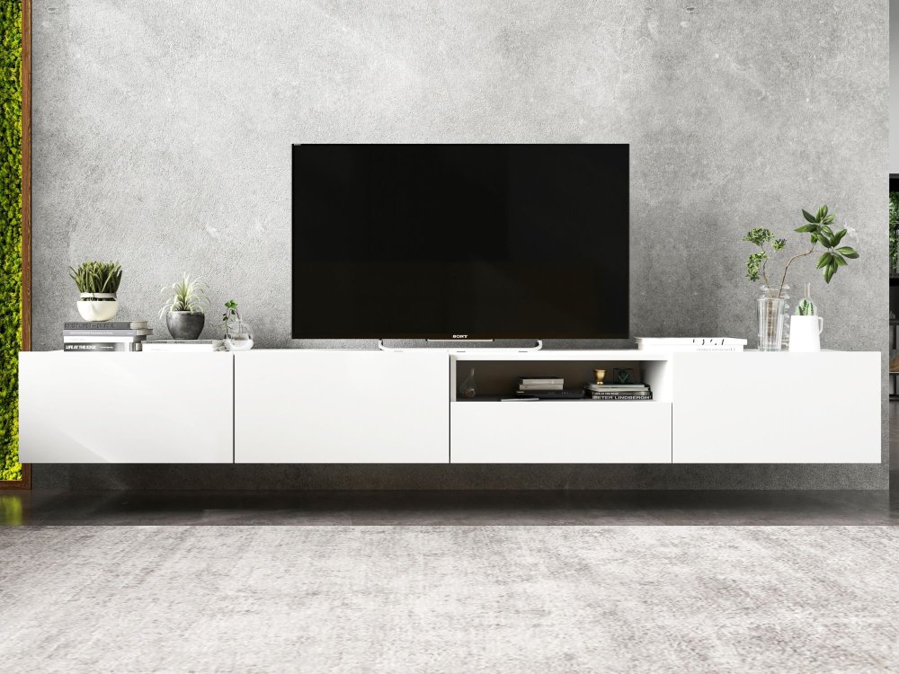 Wisząca Szafka RTV ENJOY Loft, Biala, 240 cm Zestaw 2 x 120 cm, z Szufladą, Dobra Cena, Sklep Online | Meble Lindner
