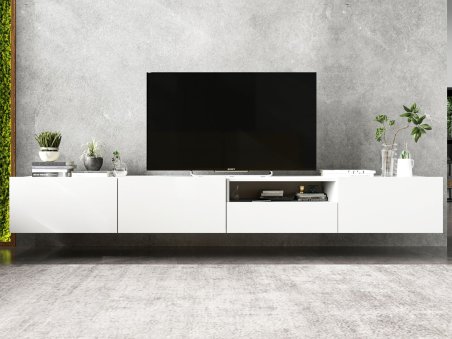 Wisząca Szafka RTV ENJOY Loft, Biala, 240 cm Zestaw 2 x 120 cm, z Szufladą, Dobra Cena, Sklep Online | Meble Lindner1