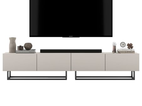 Stojąca szafka RTV Loft Industrialna ENJOY Kaszmir Mat 240 cm na czarnej ramie