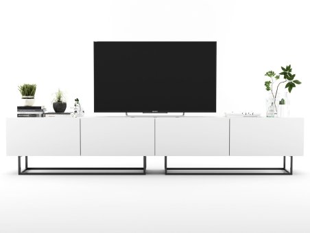 Szafka RTV ENJOY Loft, Biała, 240 cm Zestaw 2 x 120 cm, ze Stelażem, Dobra Cena, Sklep Online | Meble Lindner