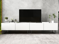 Szafka RTV ENJOY Loft, Biała, 240 cm Zestaw 2 x 120 cm, ze Stelażem, Dobra Cena, Sklep Online | Meble Lindner