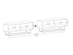 Szafka RTV ENJOY Loft, Biała, 240 cm Zestaw 2 x 120 cm, ze Stelażem, Dobra Cena, Sklep Online | Meble Lindner