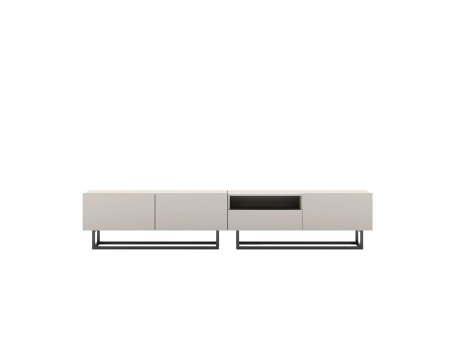 Stojąca szafka RTV Loft Industrialna ENJOY Kaszmir Mat 240 cm na czarnej ramie