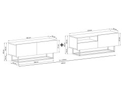 Stojąca szafka RTV Loft Industrialna ENJOY Grafit Mat 240 cm na czarnej ramie