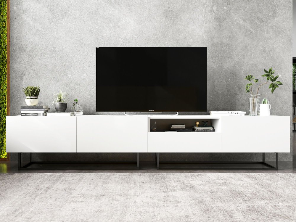 Szafka RTV ENJOY Loft, Biała, 240 cm Zestaw 2 x 120 cm, z Szufladą, Dobra Cena, Sklep Online | Meble Lindner