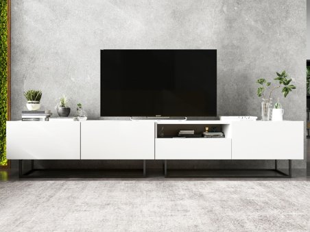 Szafka RTV ENJOY Loft, Biała, 240 cm Zestaw 2 x 120 cm, z Szufladą, Dobra Cena, Sklep Online | Meble Lindner1