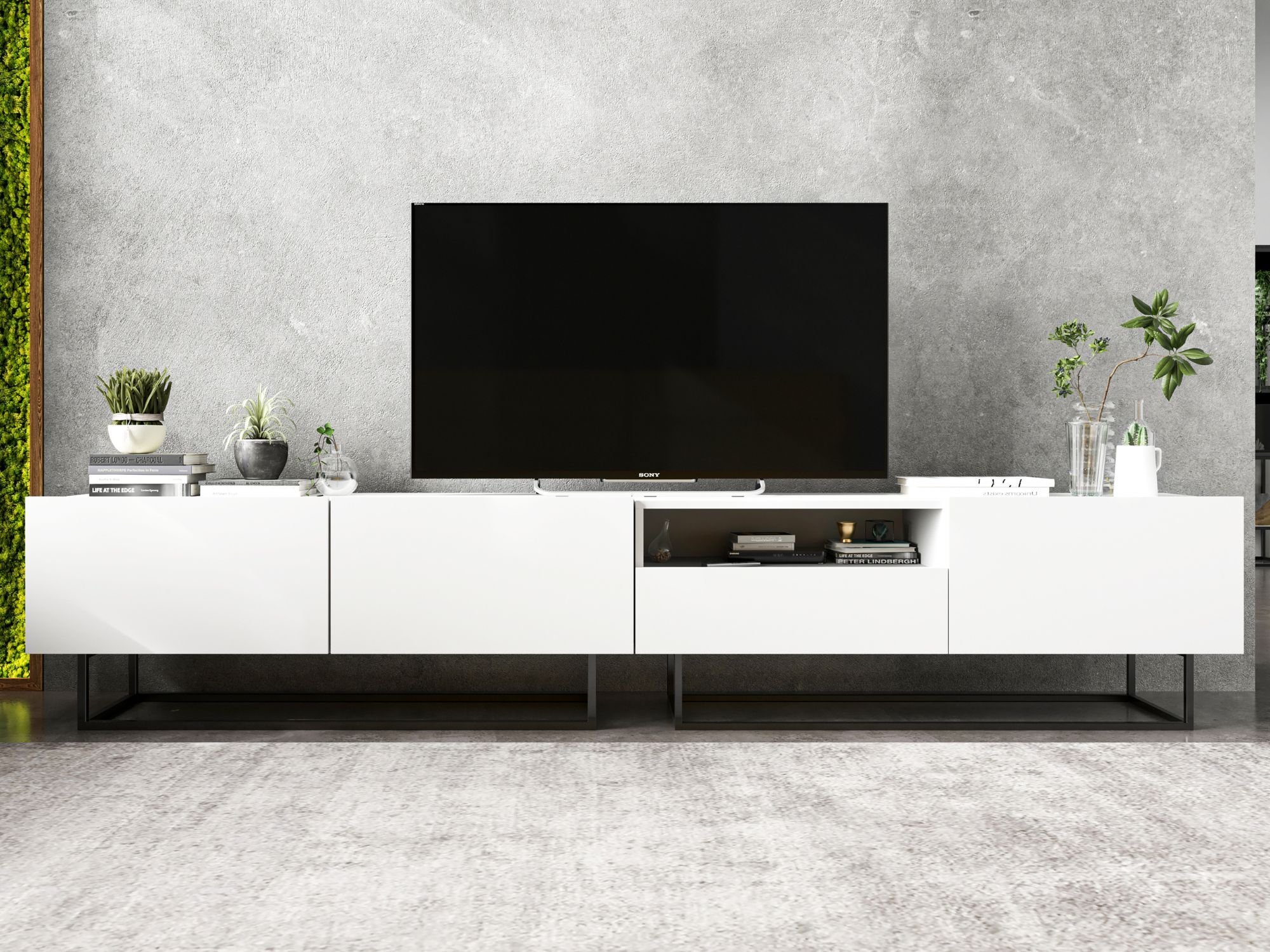 Szafka RTV ENJOY Loft, Biała, 240 cm Zestaw 2 x 120 cm, z Szufladą, Dobra Cena, Sklep Online | Meble Lindner