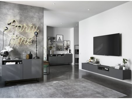 Wisząca Szafka RTV ENJOY Loft Industrialna 120 cm kolor grafit MAT