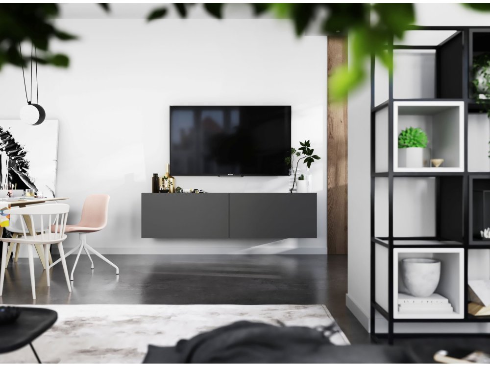 Wisząca Szafka RTV ENJOY Loft Industrialna 120 cm kolor grafit MAT