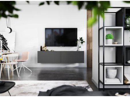 Wisząca Szafka RTV ENJOY Loft Industrialna 120 cm kolor grafit MAT2
