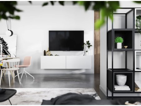 Wisząca Szafka RTV ENJOY Biała 120 cm, Loft/Industrialna, Dobra Cena, Sklep Online | Meble Lindner2