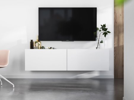 Wisząca Szafka RTV ENJOY Biała 120 cm, Loft/Industrialna, Dobra Cena, Sklep Online | Meble Lindner1