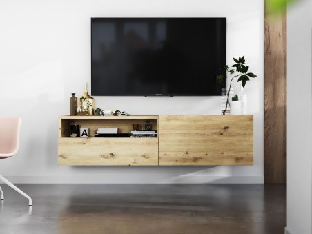Wisząca Szafka RTV ENJOY Loft Industrialna szuflada 120 cm kolor dąb artisan1