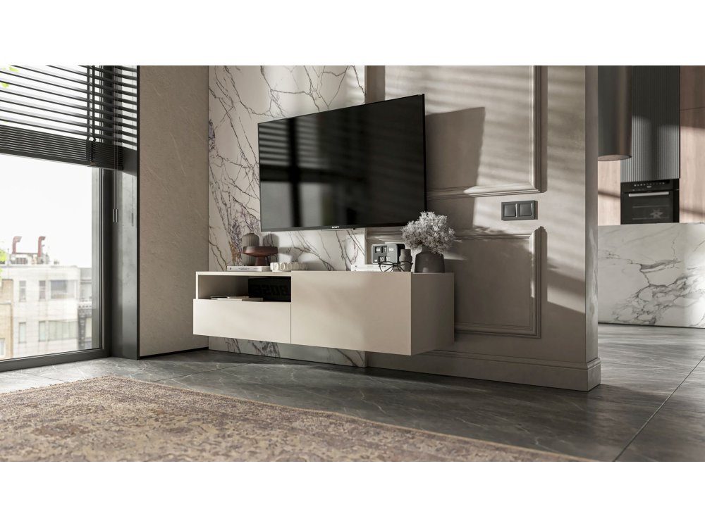 Wisząca Szafka RTV Loft Industrialna ENJOY Kaszmir Mat 120 cm, Dobra Cena, Sklep Online | Meble Lindner