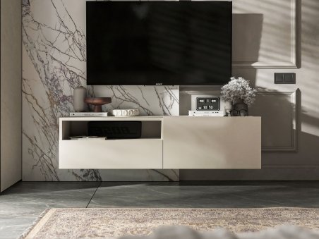 Wisząca szafka RTV Loft Industrialna ENJOY Kaszmir Mat 120 cm1