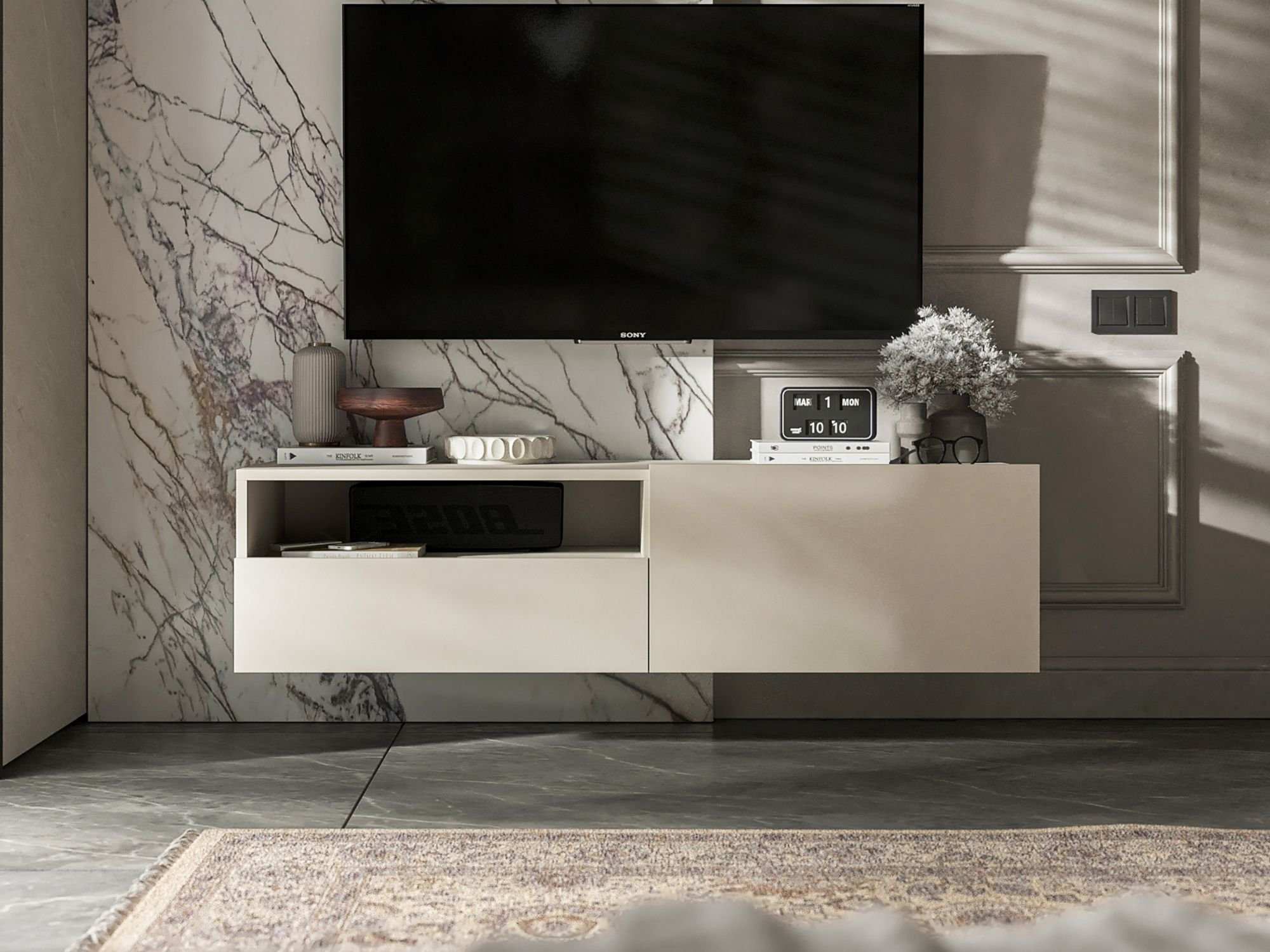 Wisząca Szafka RTV Loft Industrialna ENJOY Kaszmir Mat 120 cm, Dobra Cena, Sklep Online | Meble Lindner