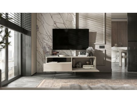 Wisząca Szafka RTV Loft Industrialna ENJOY Kaszmir Mat 120 cm, Dobra Cena, Sklep Online | Meble Lindner