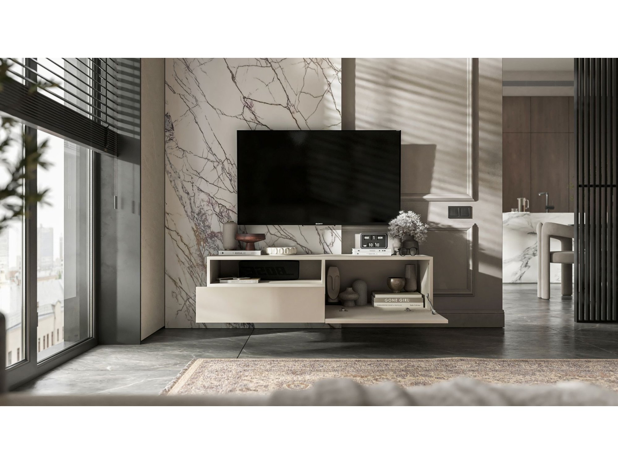 Wisząca Szafka RTV Loft Industrialna ENJOY Kaszmir Mat 120 cm, Dobra Cena, Sklep Online | Meble Lindner