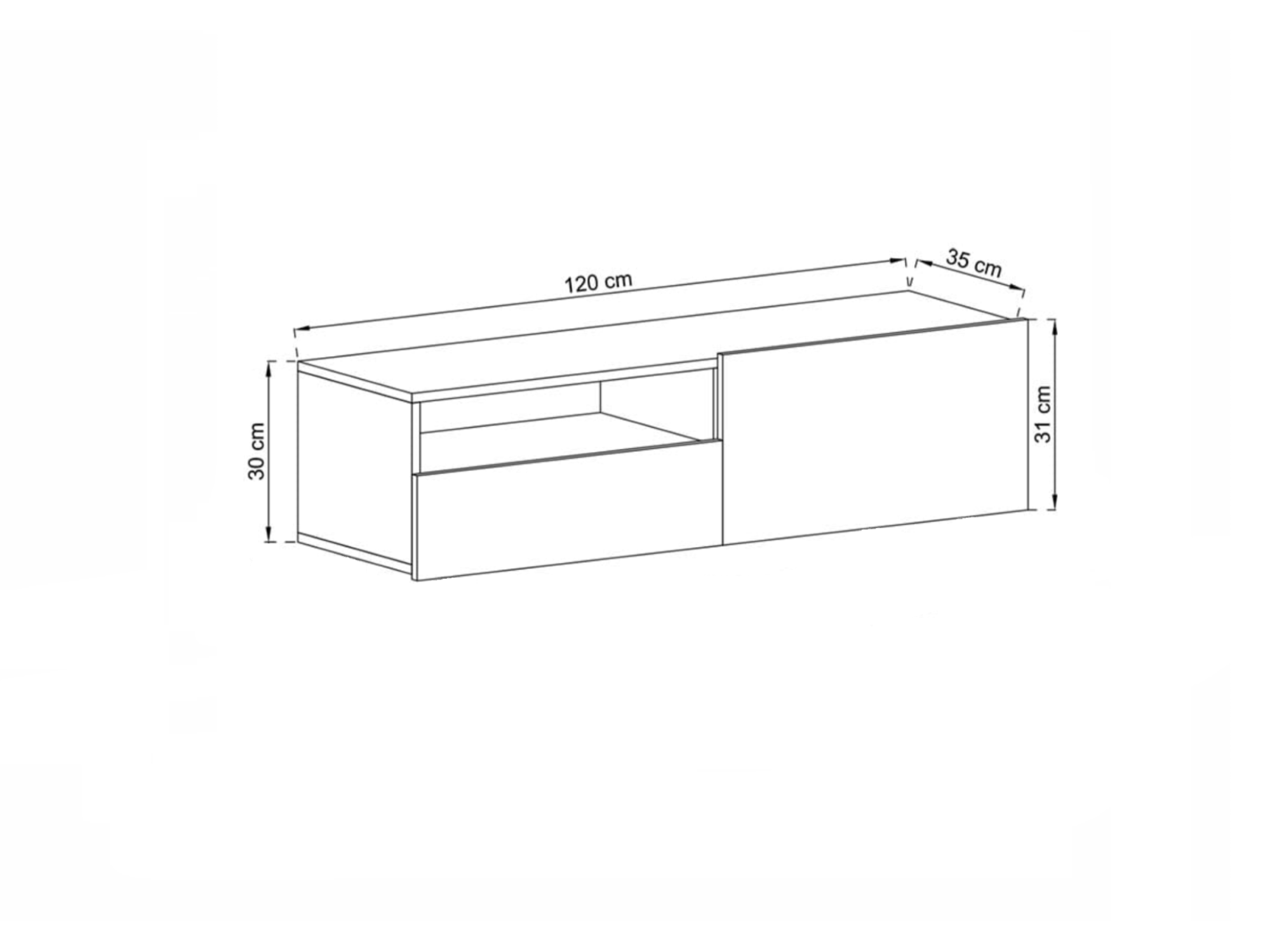 Wisząca Szafka RTV Loft Industrialna ENJOY Kaszmir Mat 120 cm, Dobra Cena, Sklep Online | Meble Lindner