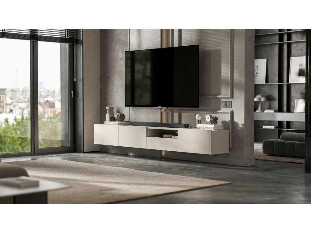 Wisząca Szafka RTV Loft Industrialna ENJOY Kaszmir Mat 120 cm, Dobra Cena, Sklep Online | Meble Lindner