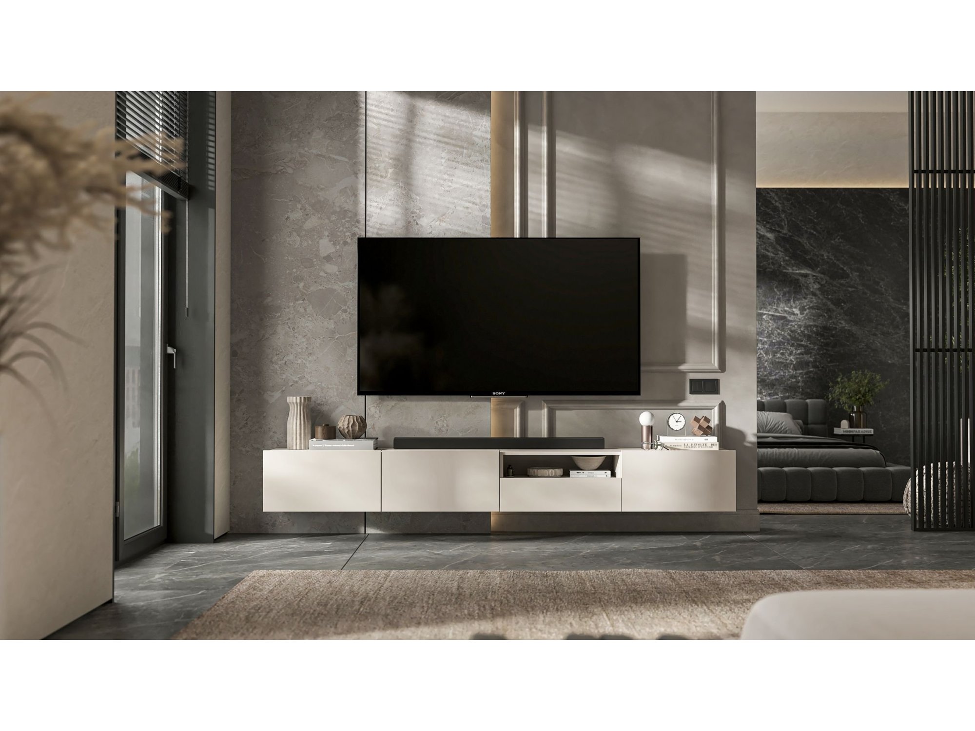 Wisząca Szafka RTV Loft Industrialna ENJOY Kaszmir Mat 120 cm, Dobra Cena, Sklep Online | Meble Lindner