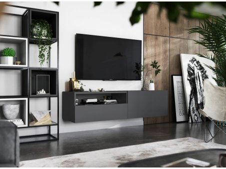 Wisząca Szafka RTV ENJOY Loft Industrialna szuflada 120 cm kolor grafit MAT3