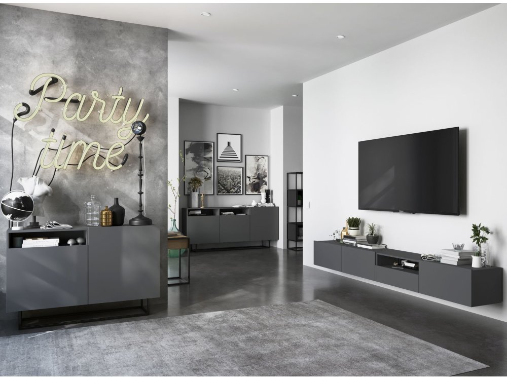 Wisząca Szafka RTV ENJOY Loft Industrialna szuflada 120 cm kolor grafit MAT