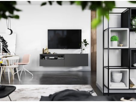 Wisząca Szafka RTV ENJOY Loft Industrialna szuflada 120 cm kolor grafit MAT2