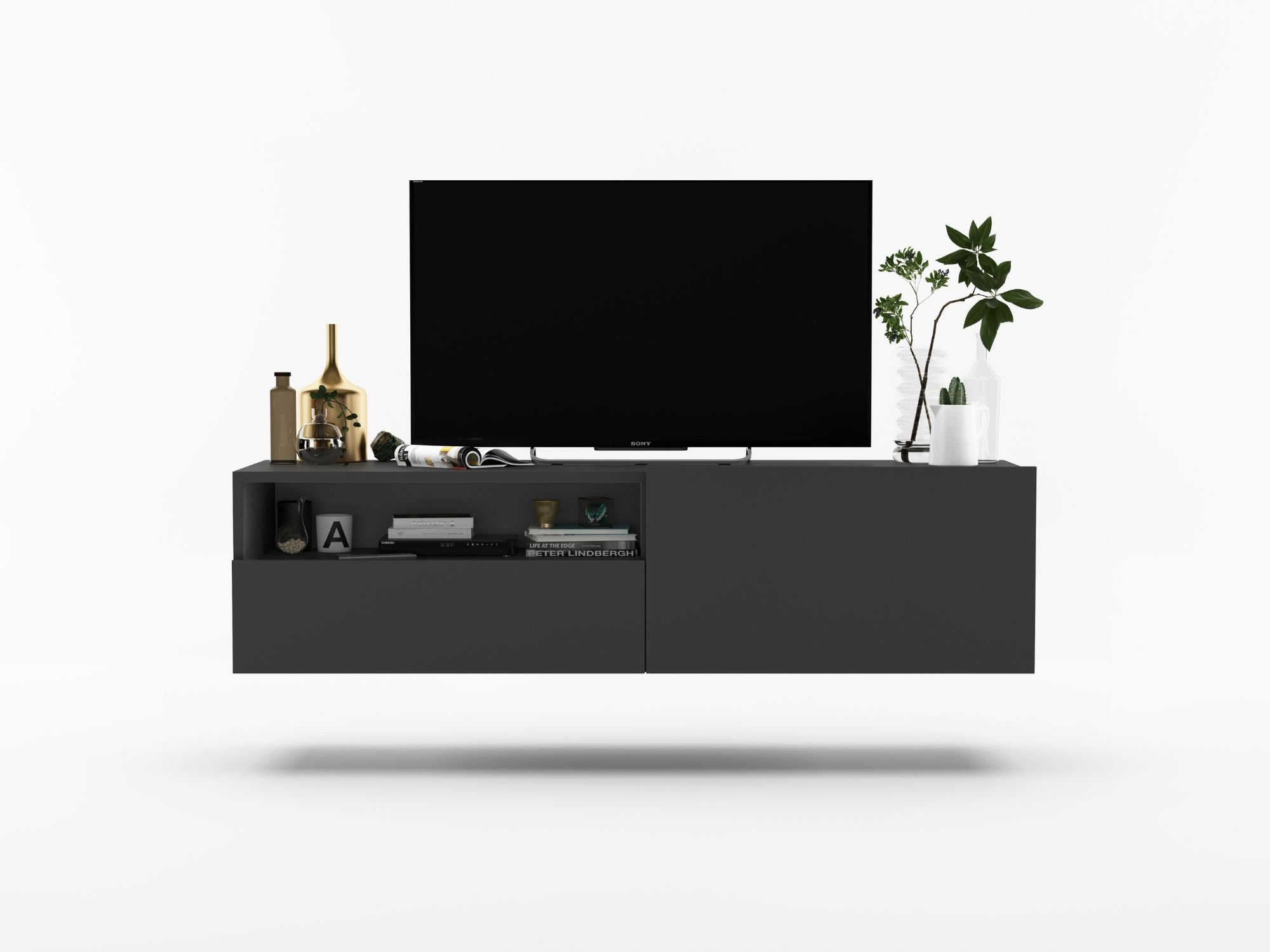 Wisząca Szafka RTV ENJOY Loft Industrialna szuflada 120 cm kolor grafit MAT