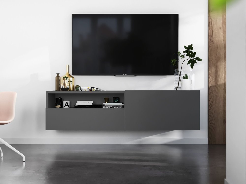 Wisząca Szafka RTV ENJOY Loft Industrialna szuflada 120 cm kolor grafit MAT