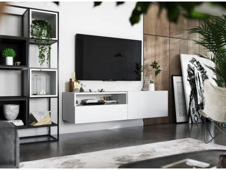 Wisząca Szafka RTV ENJOY Biała 120 cm, Loft, z Szufladą, Dobra Cena, Sklep Online | Meble Lindner3