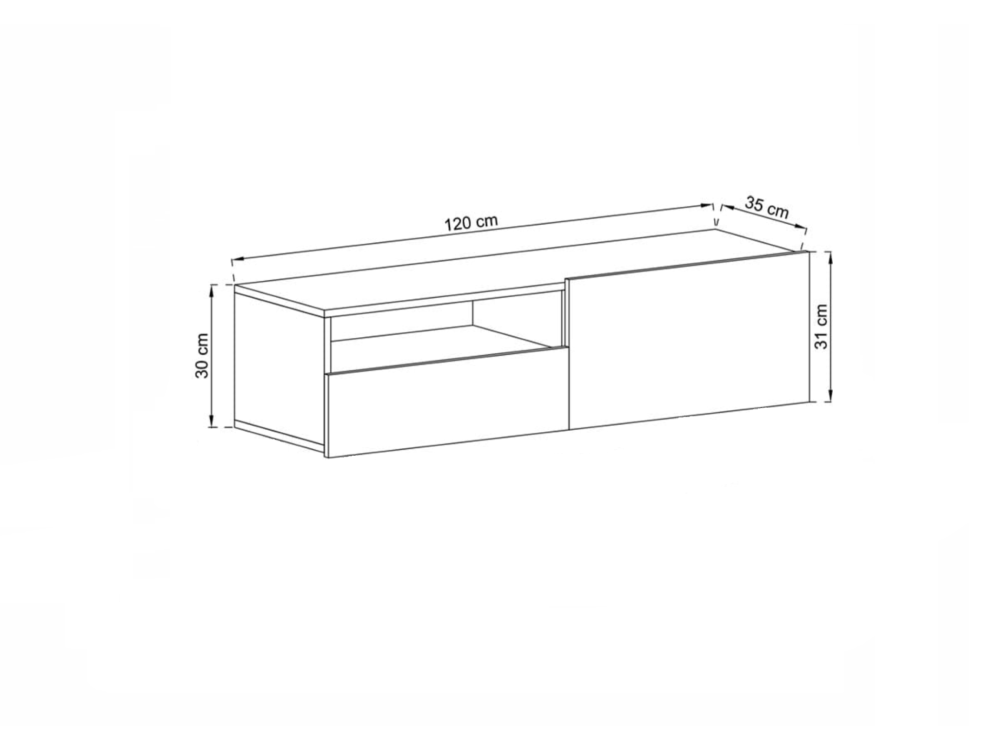 Wisząca Szafka RTV ENJOY Biała 120 cm, Loft, z Szufladą, Dobra Cena, Sklep Online | Meble Lindner