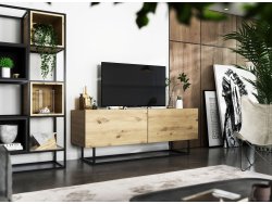 Szafka RTV ENJOY Loft Industrialna 120 cm, na Stelażu, kolor Dąb Artisan MAT, Dobra Cena | Meble Lindner