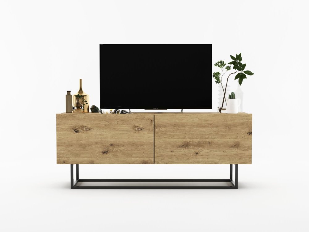 Szafka RTV ENJOY Loft Industrialna 120 cm, na Stelażu, kolor Dąb Artisan MAT, Dobra Cena | Meble Lindner