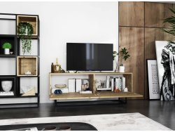 Szafka RTV ENJOY Loft Industrialna 120 cm, na Stelażu, kolor Dąb Artisan MAT, Dobra Cena | Meble Lindner