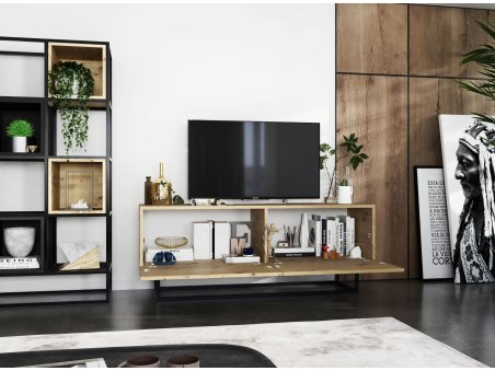 Szafka RTV ENJOY Loft Industrialna 120 cm, na Stelażu, kolor Dąb Artisan MAT, Dobra Cena | Meble Lindner